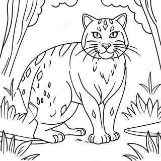 Majestic Wildcat In The Forest Coloring Page 37804-29915