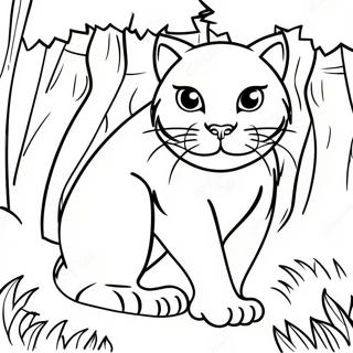 Majestic Wildcat In The Forest Coloring Page 37804-29916