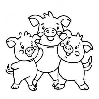 Happy Three Little Pigs Coloring Page 3801-3029