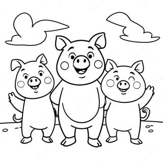 Happy Three Little Pigs Coloring Page 3801-3031