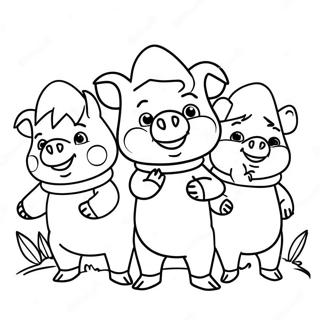 Happy Three Little Pigs Coloring Page 3801-3032