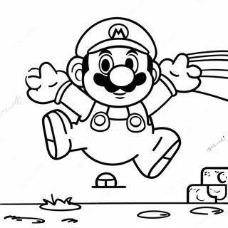 Colorful Super Mario Jumping Coloring Page 38024-30073