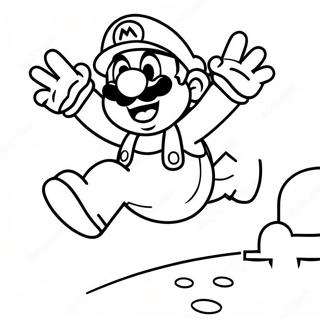 Colorful Super Mario Jumping Coloring Page 38024-30075