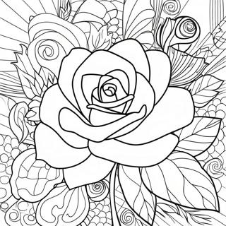 Heart Rose Coloring Page 3810-3033