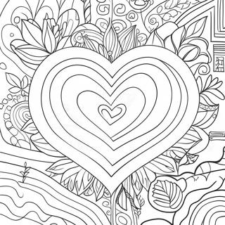 Heart Rose Coloring Page 3810-3034