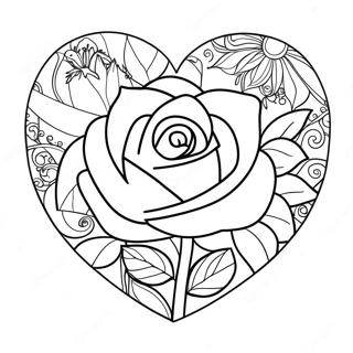 Heart Rose Coloring Page 3810-3035