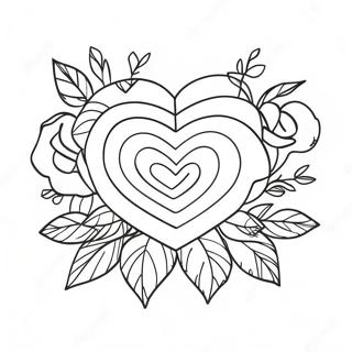 Elegant Heart Rose Bouquet Coloring Page 3811-3052