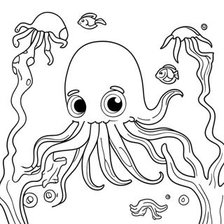 Colorful Giant Squid Underwater Scene Coloring Page 38124-30155