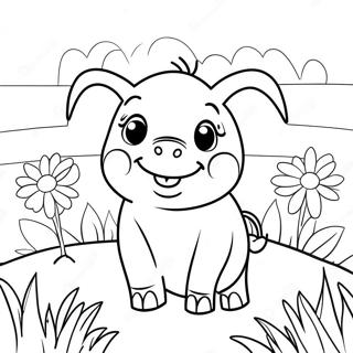 Adorable Piglet In A Flower Field Coloring Page 38204-30217