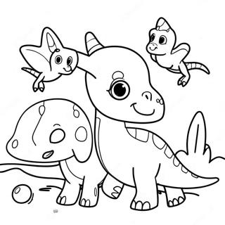 Cute Parasaurolophus Playing With Friends Coloring Page 38254-30275