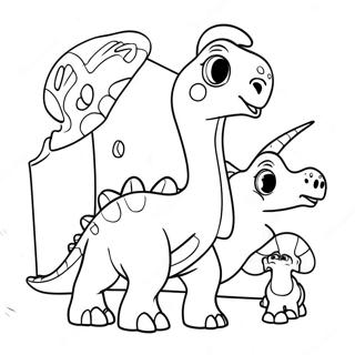 Cute Parasaurolophus Playing With Friends Coloring Page 38254-30276