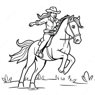 Realistic Cowgirl Riding Horse Coloring Page 38313-30302