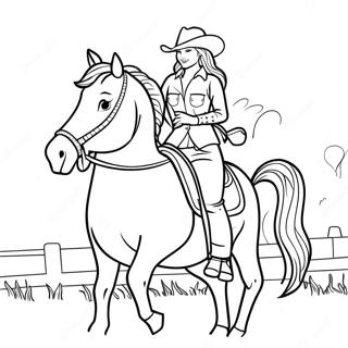 Realistic Cowgirl Riding Horse Coloring Page 38313-30303