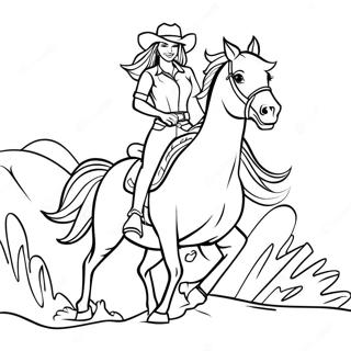 Realistic Cowgirl Riding Horse Coloring Page 38313-30304