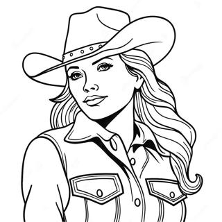 Vintage Cowgirl In Western Outfit Coloring Page 38314-30310