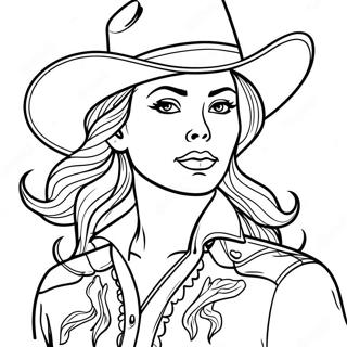 Vintage Cowgirl In Western Outfit Coloring Page 38314-30311