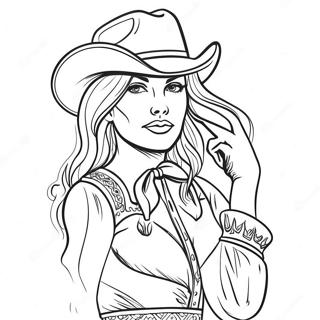 Vintage Cowgirl In Western Outfit Coloring Page 38314-30312