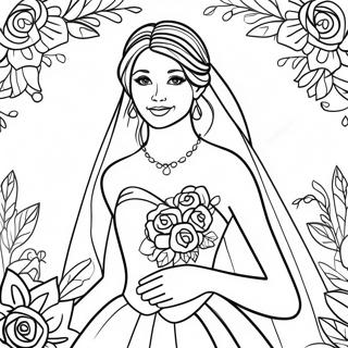 Beautiful Bride In Wedding Dress Coloring Page 38344-30337