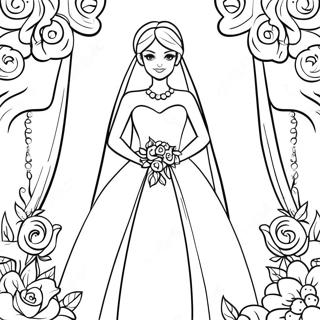 Beautiful Bride In Wedding Dress Coloring Page 38344-30339