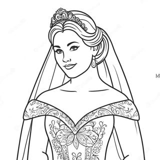 Beautiful Bride In Wedding Dress Coloring Page 38344-30340