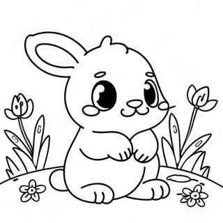 Fluffy Baby Bunny In Garden Coloring Page 38534-30484