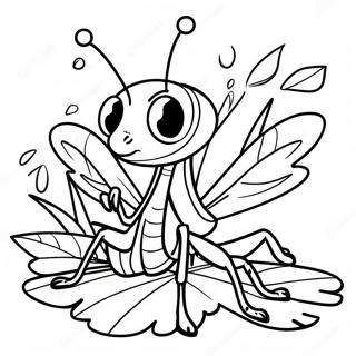 Cute Praying Mantis On A Leaf Coloring Page 38654-30569