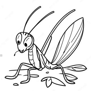 Cute Praying Mantis On A Leaf Coloring Page 38654-30570