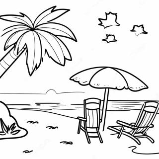 Spring Break Beach Scene Coloring Page 38693-30594