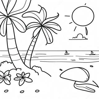 Spring Break Beach Scene Coloring Page 38693-30595