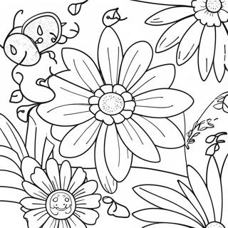 Colorful Spring Flowers Coloring Page 38694-30603