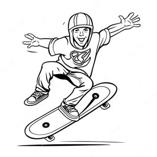 Thrasher Skateboarder Performing Tricks Coloring Page 38874-30758