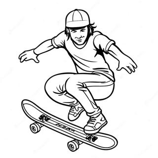 Thrasher Skateboarder Performing Tricks Coloring Page 38874-30759