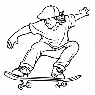 Thrasher Skateboarder Performing Tricks Coloring Page 38874-30760