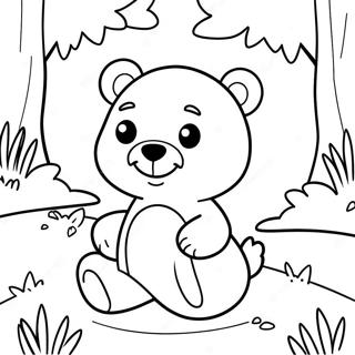 Page À Colorier D'un Petit Ours Mignon Jouant Dans La Forêt 38984-30829