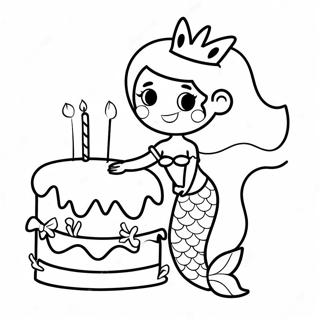 Happy Birthday Mermaid Coloring Pages