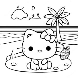 Summer Hello Kitty Coloring Pages