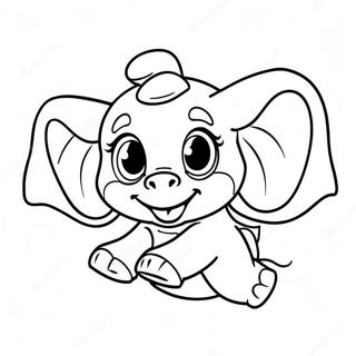 Cute Dumbo Flying Coloring Page 3911-3119