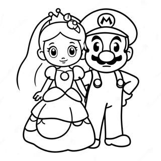 Schattige Mario En Prinses Peach Kleurplaat 39194-30992