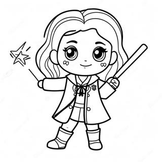 Chibi Hermione Granger Taikasauvan Kanssa Värittämissivu 39214-31029