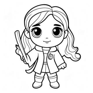 Chibi Hermione Granger Taikasauvan Kanssa Värittämissivu 39214-31030