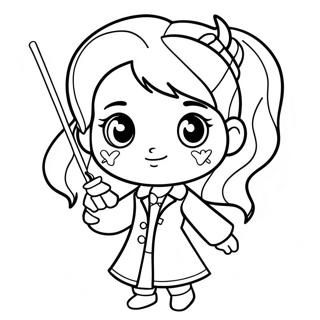 Chibi Hermione Granger With Wand Coloring Page 39214-31032