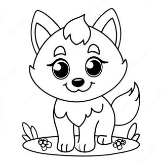 Página Para Colorir De Lobo Kawaii Fofo 39223-31024