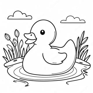 Rubber Duck Floating In A Pond Coloring Page 39313-31077