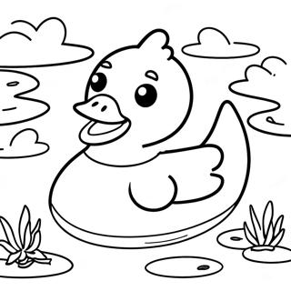 Rubber Duck Floating In A Pond Coloring Page 39313-31079