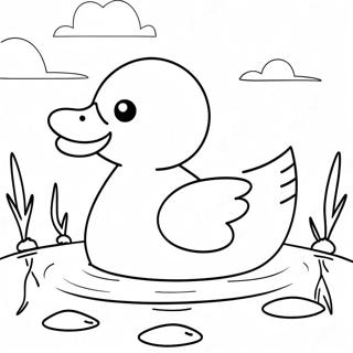 Rubber Duck Floating In A Pond Coloring Page 39313-31080