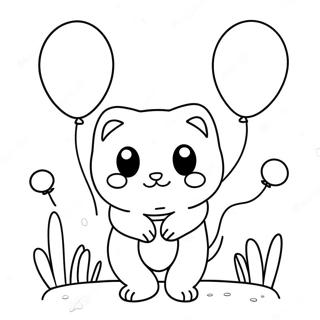 Cute Mew With Balloons Coloring Page 3931-3175