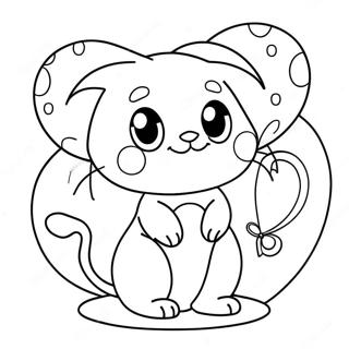 Cute Mew With Balloons Coloring Page 3931-3176