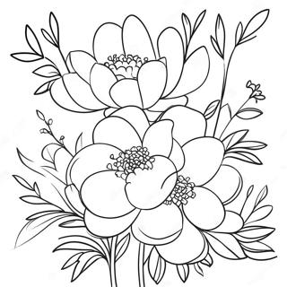 Beautiful Peony Bouquet Coloring Page 39474-31213