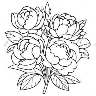 Beautiful Peony Bouquet Coloring Page 39474-31214