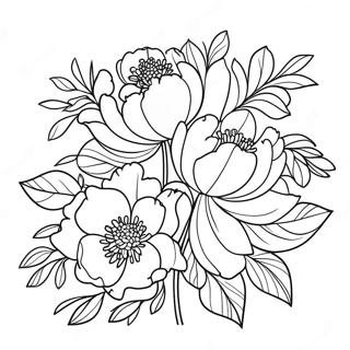 Beautiful Peony Bouquet Coloring Page 39474-31215